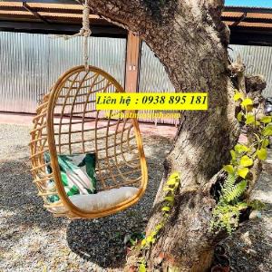 Ghế xích đu mây thật treo ban công