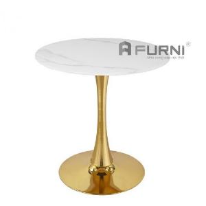 Bàn tiếp khách showroom mặt đá tròn 60cm chân thép mạ màu gold TE Tulip 2B-06E