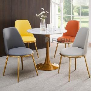 Bàn tiếp khách showroom mặt đá tròn 60cm chân thép mạ màu gold TE Tulip 2B-06E