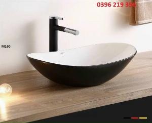 Bồn rửa mặt đen lòng trắng-lavabo dương bàn