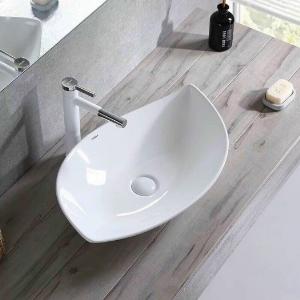 Bồn rửa mặt dáng lá trắng-lavabo dương bàn