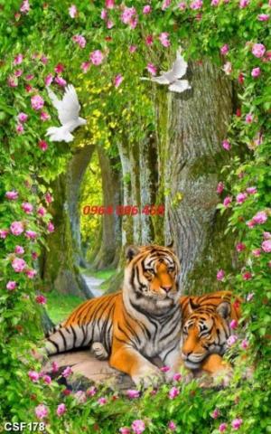 Tranh con hổ 3d - tranh gạch 3d con hổ - 0322SM
