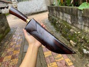 Mèo hếch vỏ gỗ mun lưỡi 26cm cán ốp đồng