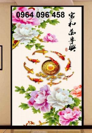 Tranh gạch men 3d cá chép hoa sen - DSMM5