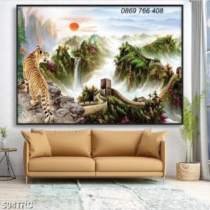 Gạch tranh 3d con hổ treo tường