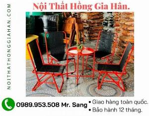 Bàn ghế cafe lò xo xếp Tp.HCM Hồng Gia Hân G0918