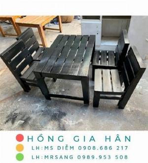 Bàn ghế cafe gỗ ghép giá rẻ Tp.HCM Hồng Gia Hân G0926