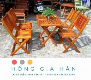 Bàn ghế gỗ xếp gọn giá rẻ Tp.HCM Hồng Gia Hân G0928