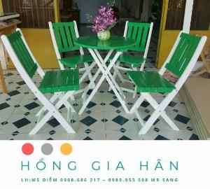 Bàn ghế gỗ xếp gọn giá rẻ Tp.HCM Hồng Gia Hân G0932