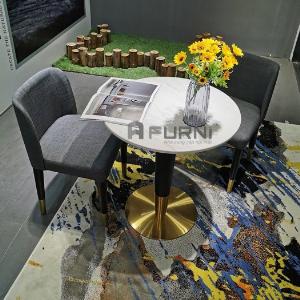 Bàn tiếp khách tròn mặt đá chân sắt mạ màu vàng gold sang trọng TE FURNNEL-08E