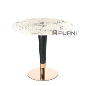 Bàn tiếp khách tròn mặt đá chân sắt mạ màu vàng gold sang trọng TE FURNNEL-08E