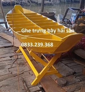 Xuồng gỗ trưng bày, thuyền gỗ 3m, thuyền trang trí nhà hàng 4m