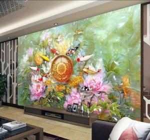 Tranh gạch 3d hoa mẫu đơn - 743XC