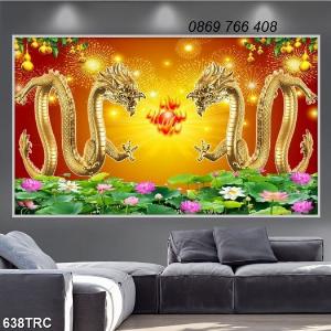 Gạch tranh rồng phượng trang trí phòng khách