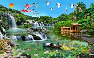 Tranh gạch 3d phong thủy phòng khách - SXMM04