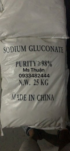 Sodium gluconate 98% min, trung quốc, phụ gia bê tông ,c6h11o7na
