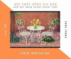 Bộ bàn ghế sắt mỹ nghệ cho sân vườn Tp.HCM Hồng Gia Hân S1006