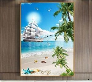 Tranh gạch men 3d thuyền buồm - DCX4