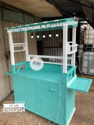 Xe bán trà sữa đẹp bằng gỗ