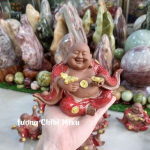 Tượng Phật Di Lặc bằng gốm tử sa tráng men bóng