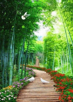 Tranh 3d cây tre - tranh gạch 3d cây tre - MBC43