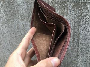 Ví nam da bò thật vân sần gỗ dáng ngang