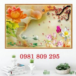 Tranh gạch 3d hoa sen sứ ngọc