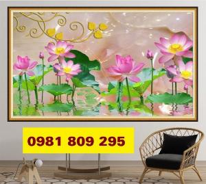 Tranh gạch 3d hoa sen sứ ngọc