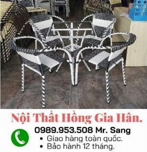 Bộ bàn ghế cafe mây nhựa Tp.HCM Hồng Gia Hân M1006