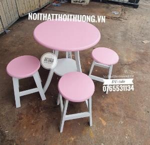 Bàn ghế quán trà sữa bằng gỗ đẹp