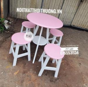 Bàn ghế quán trà sữa bằng gỗ đẹp