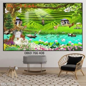 Tranh gạch đồng quê quê hương treo tường