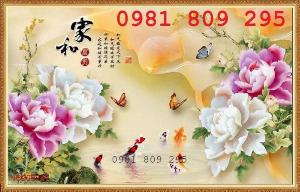 Gạch tranh 3d mẫu đơn sứ ngọc