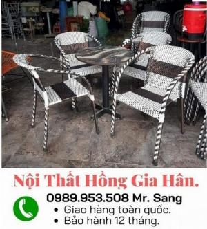 Bàn ghế cafe mây nhựa giá xưởng Tp.HCM Hồng Gia Hân C1010