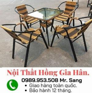 Bàn ghế cafe mây nhựa giá rẻ Tp.HCM Hồng Gia Hân C1012