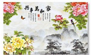 Tranh gạch 3d phong thủy phòng khách - SXVV63