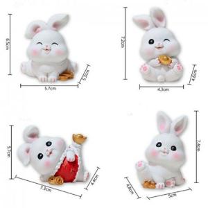 Bộ 04 chú Thỏ ngọc 7cm may mắn - tài lộc