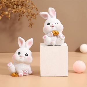 Bộ 04 chú Thỏ ngọc 7cm may mắn - tài lộc