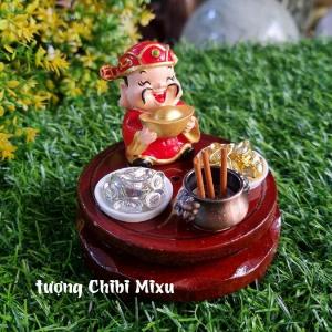 ☘️Combo Thần Tài (gồm Thần Tài 4cm + dĩa vàng + dĩa bạc + lư hương + đế 6cm) tặng 10 nhang