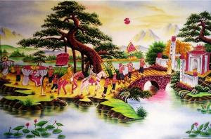 Tranh gạch 3d vinh quy bái tổ - NVX32