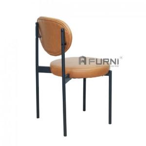 Ghế bàn ăn nệm bọc da có lưng chân sắt