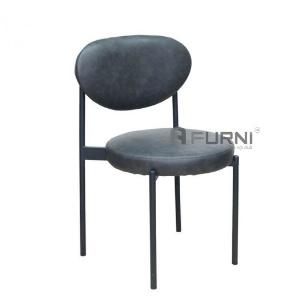 Ghế bàn ăn nệm bọc da có lưng chân sắt