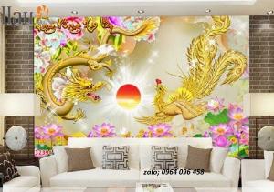 Tranh gạch 3d phong thủy rồng phượng - BBCX32