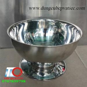 Bowl inox tròn có chân đựng đá, ướp rượu, nước ngọt, nước ép, trái cây....