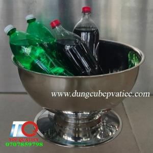 Bowl inox tròn có chân đựng đá, ướp rượu, nước ngọt, nước ép, trái cây....