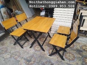 Bàn ghế gỗ quán ăn giá rẻ Tp.HCM Hồng Gia Hân G1116