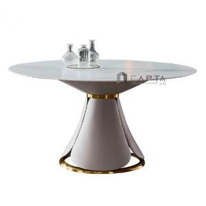 TN JULIET 135E | Bàn nhà hàng tròn mặt đá 1m35 chân viền inox vàng