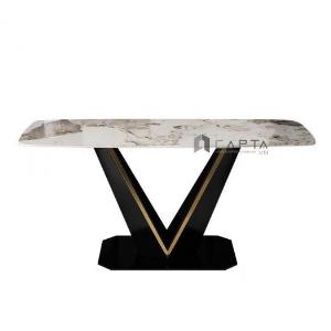 TN VICTOR-14E | Bàn ăn mặt đá 4 ghế chân chữ V hiện đại