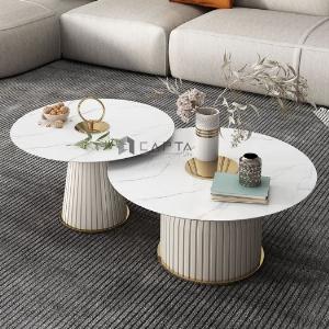 SL TS0955/56-86E | Bộ bàn uống trà 2 bàn mặt đá sang trọng nhập khẩu