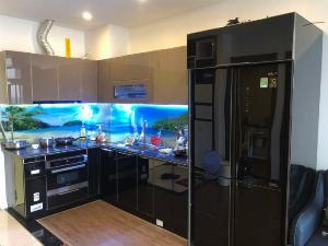 Tủ Bếp Inox 304 cánh màu, cánh Acrylic An Cường, cánh kính